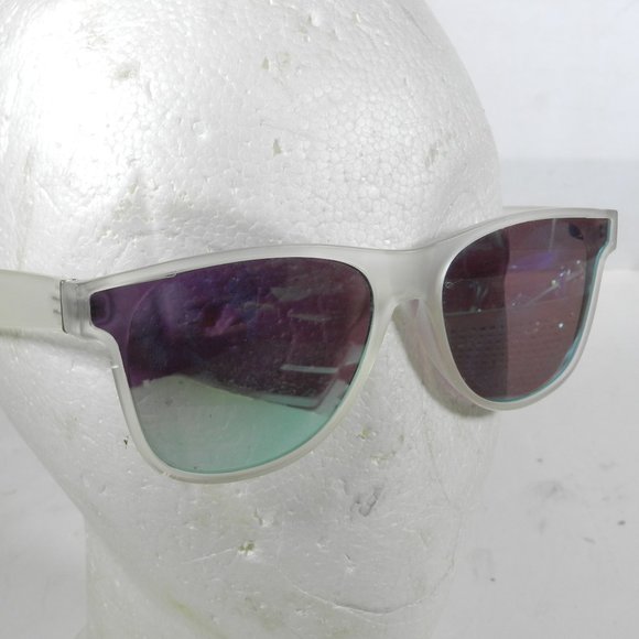 NYS New York Sunglasses Keap Street 2796 Clear Frame w Purple Reflective Lenses - Picture 1 of 12